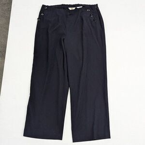 Talbots 16W‎ Woman Petite Stretch Navy Blue Work Pants w/ Button Detail